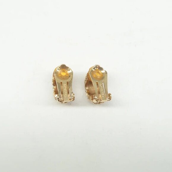 100% Authentic DIOR Gold&Black Metal Clip-On Earrings 298-092724 - Picture 7 of 9